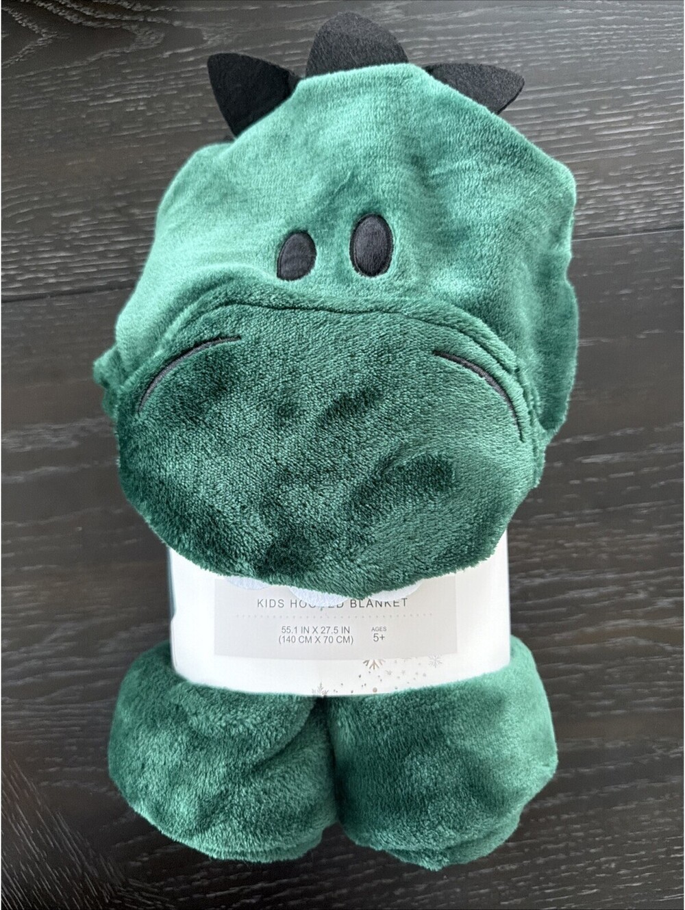 Festive Voice Kids Hooded Dino Blanket, 55.1” X 27.5”, Green Cozy Warm Roarrr